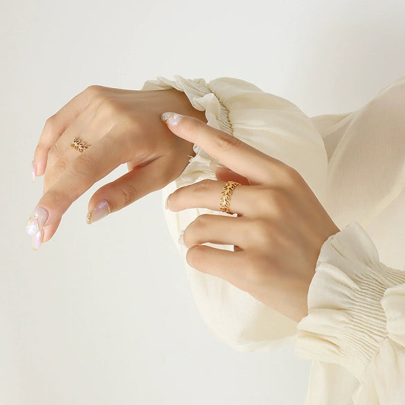 Wholesale Women's Niche Geometric Open Ring Goldplated 316L Stainless Steel Accessories