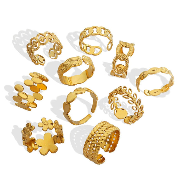 Wholesale Women's Niche Geometric Open Ring Goldplated 316L Stainless Steel Accessories