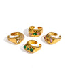 Wholesale Women's Niche Geometric Stainless Steel And Titanium Steel Ring Pvd Furnace Vacuum Real Gold Plated Inlaid With Colored Diamonds