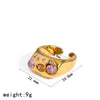 Wholesale Women's Niche Geometric Stainless Steel And Titanium Steel Ring Pvd Furnace Vacuum Real Gold Plated Inlaid With Colored Diamonds