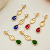 Wholesale Women's Niche Geometric Stainless Steel Faceted Glass Stone Earrings 18K Real Gold Plated