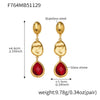 Wholesale Women's Niche Geometric Stainless Steel Faceted Glass Stone Earrings 18K Real Gold Plated