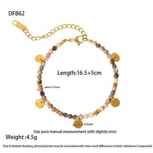 Wholesale Women's Niche Geometric Titanium Steel Round Pendant Beaded Necklace Bracelet Jewelry Set With Electroplating