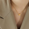 Wholesale Women's Niche Handmade 316L Stainless Steel 18K Gold Plated Folding Love Heart Clavicle Necklace Jewelry