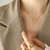 Wholesale Women's Niche Handmade 316L Stainless Steel 18K Gold Plated Folding Love Heart Clavicle Necklace Jewelry