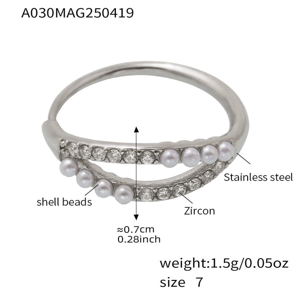 Wholesale Women's Niche Ins Exquisite Geometric Stainless Steel Ring With Electroplating Hand Jewelry