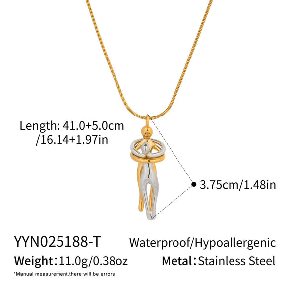 Wholesale Women's Niche Light Luxury Hug Necklace In Geometric Shape Made Of Stainless Steel With Electroplating Processing