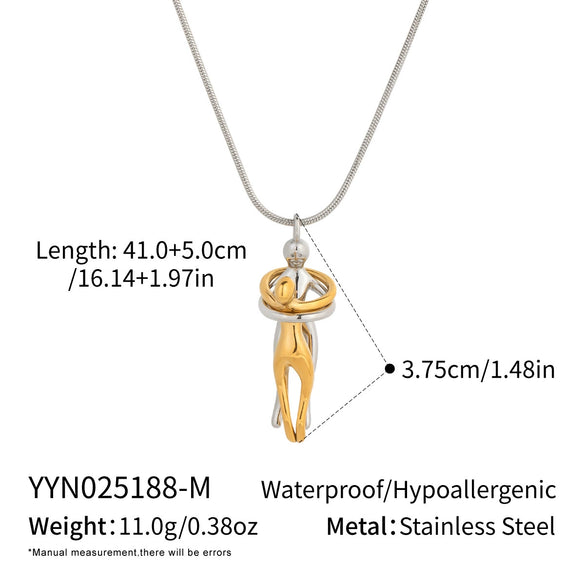 Wholesale Women's Niche Light Luxury Hug Necklace In Geometric Shape Made Of Stainless Steel With Electroplating Processing