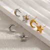 Wholesale Women's Niche Minimalist Star Pattern Stainless Steel 18K Gold Plated Stud Earrings