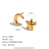 Wholesale Women's Niche Minimalist Star Pattern Stainless Steel 18K Gold Plated Stud Earrings