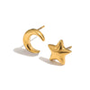 Wholesale Women's Niche Minimalist Star Pattern Stainless Steel 18K Gold Plated Stud Earrings
