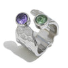 Wholesale Women's Niche Retro Geometric Stainless Steel Electroplated Hammered Texture Open Ring Light Luxury Jewelry