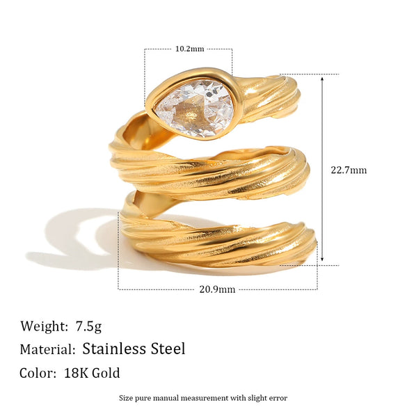 Wholesale Women's Niche Retro Geometric Stainless Steel 18K Goldplated Snake Head Ring