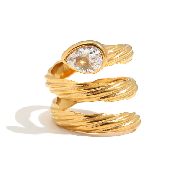 Wholesale Women's Niche Retro Geometric Stainless Steel 18K Goldplated Snake Head Ring