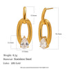 Wholesale Women's Niche Style Geometric Stainless Steel 18K Gold Plated Cast Oval Water Drop Zircon Stud Earrings