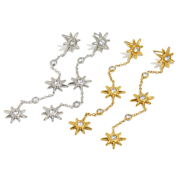Wholesale Women's Niche Style Geometric Stainless Steel 18K Gold Plated Earrings Jewelry