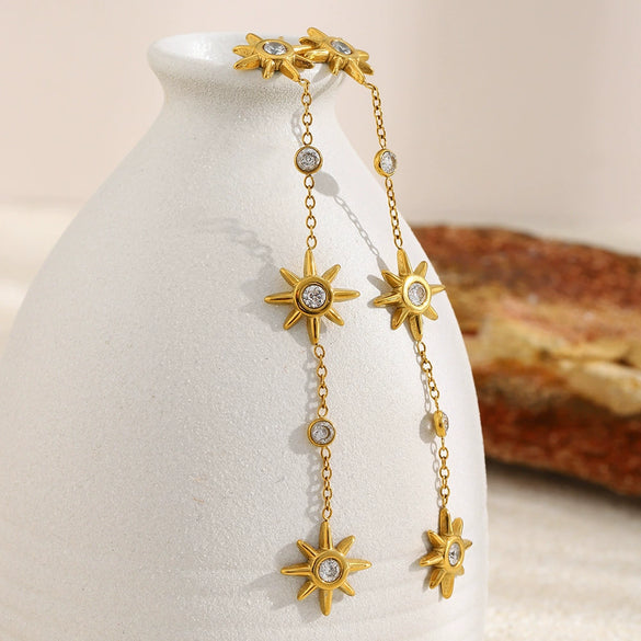 Wholesale Women's Niche Style Geometric Stainless Steel 18K Gold Plated Earrings Jewelry