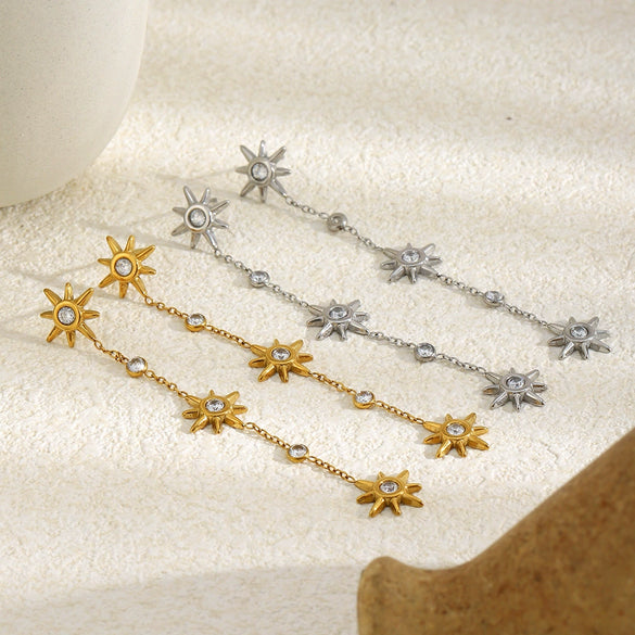 Wholesale Women's Niche Style Geometric Stainless Steel 18K Gold Plated Earrings Jewelry