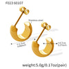 Wholesale Women's Niche Style Geometric Stainless Steel 18K Gold Plated Semicircle Cshaped Earrings