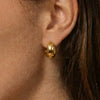 Wholesale Women's Niche Style Geometric Stainless Steel 18K Gold Plated Semicircle Cshaped Earrings