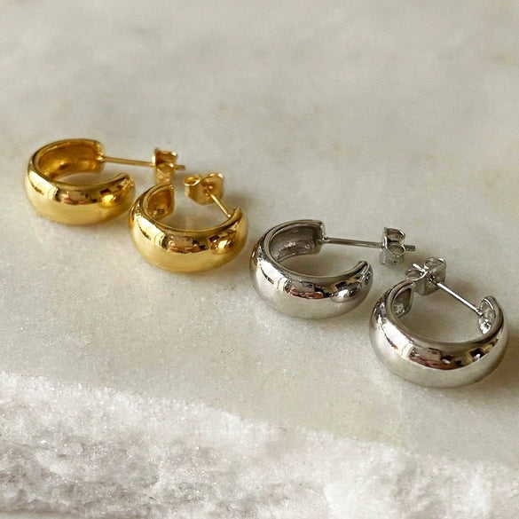 Wholesale Women's Niche Style Geometric Stainless Steel 18K Gold Plated Semicircle Cshaped Earrings