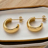 Wholesale Women's Niche Style Geometric Stainless Steel 18K Gold Plated Semicircle Cshaped Earrings