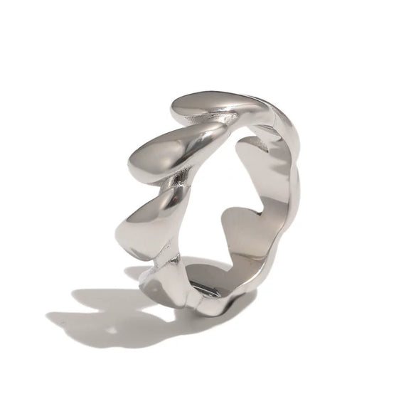 Wholesale Women's Niche Style Geometric Stainless Steel 18K Gold Vacuum Plated Ring
