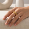 Wholesale Women's Niche Style Geometric Stainless Steel 18K Gold Vacuum Plated Ring