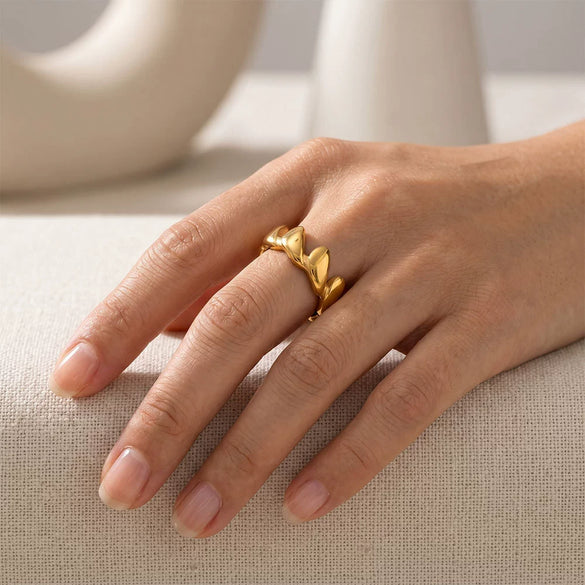 Wholesale Women's Niche Style Geometric Stainless Steel 18K Gold Vacuum Plated Ring