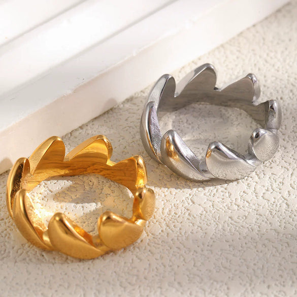 Wholesale Women's Niche Style Geometric Stainless Steel 18K Gold Vacuum Plated Ring