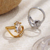 Wholesale Women's Niche Style Geometric Stainless Steel 18K Goldplated Marquise Zircon Jewelry Accessories