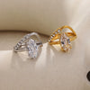 Wholesale Women's Niche Style Geometric Stainless Steel 18K Goldplated Marquise Zircon Jewelry Accessories
