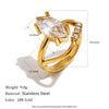 Wholesale Women's Niche Style Geometric Stainless Steel 18K Goldplated Marquise Zircon Jewelry Accessories