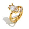 Wholesale Women's Niche Style Geometric Stainless Steel 18K Goldplated Marquise Zircon Jewelry Accessories