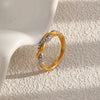 Wholesale Women's Niche Style Geometric Stainless Steel 18K Goldplated Vacuum Plated Diamondstudded Ring Jewelry Accessories