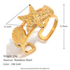 Wholesale Women's Niche Style Geometric Starfish Octopus Conch Stainless Steel 18K Gold Vacuum Plated Ring Accessories