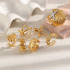 Wholesale Women's Niche Style Geometric Starfish Octopus Conch Stainless Steel 18K Gold Vacuum Plated Ring Accessories