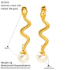 Wholesale Women's Niche Style Snakeshaped Titanium Steel And Stainless Steel Earrings Set With Imitation Pearls Featuring Animal And Zodiac Patterns