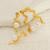 Wholesale Women's Niche Style Snakeshaped Titanium Steel And Stainless Steel Earrings Set With Imitation Pearls Featuring Animal And Zodiac Patterns