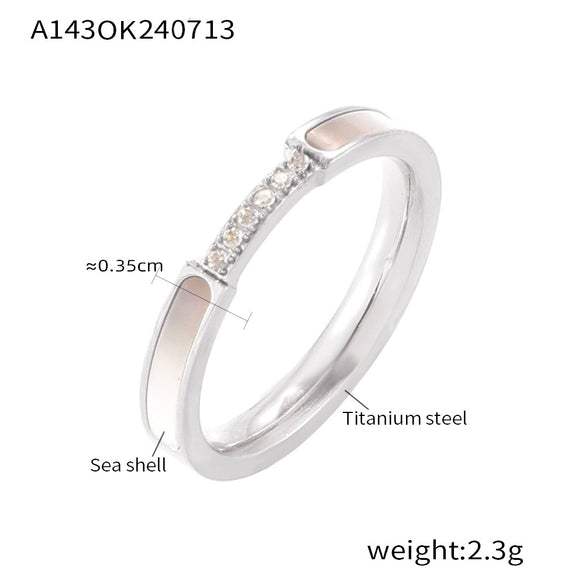 Wholesale Women's Niche Style Titanium Steel Clavicle Chain With Star Opal Pendant And Seashells Ring Quadrilateral Pattern Electroplating Treatment