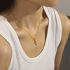 Wholesale Women's Niche Style Titanium Steel Clavicle Chain With Star Opal Pendant And Seashells Ring Quadrilateral Pattern Electroplating Treatment