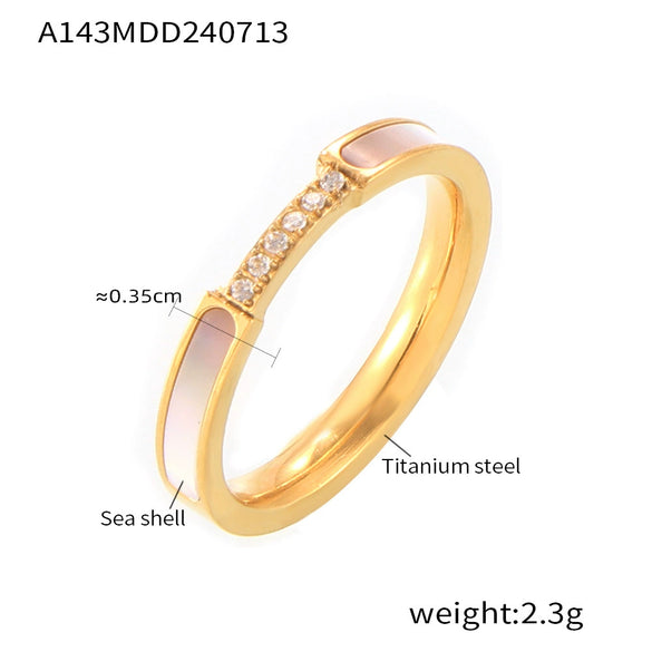 Wholesale Women's Niche Style Titanium Steel Clavicle Chain With Star Opal Pendant And Seashells Ring Quadrilateral Pattern Electroplating Treatment