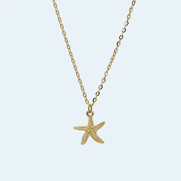 Wholesale Women's Niche Titanium Steel Electroplated Necklace With Shell And Starfish Marine Design