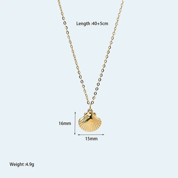 Wholesale Women's Niche Titanium Steel Electroplated Necklace With Shell And Starfish Marine Design