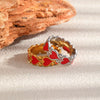 Wholesale Women's Niche Vintage Style Stainless Steel Vacuum Plated Heart And Geometric Shape Jewelry Ring