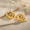 Wholesale Women's Non Pierced Ear Bone Clip C Shaped Glossy Thick Round Tube Ear Clip In Stainless Steel With Electroplating Geometric Style