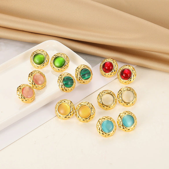 Wholesale Women's Nonfading Titanium Steel Geometric Palace Style Electroplated Earrings
