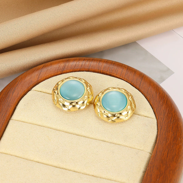 Wholesale Women's Nonfading Titanium Steel Geometric Palace Style Electroplated Earrings