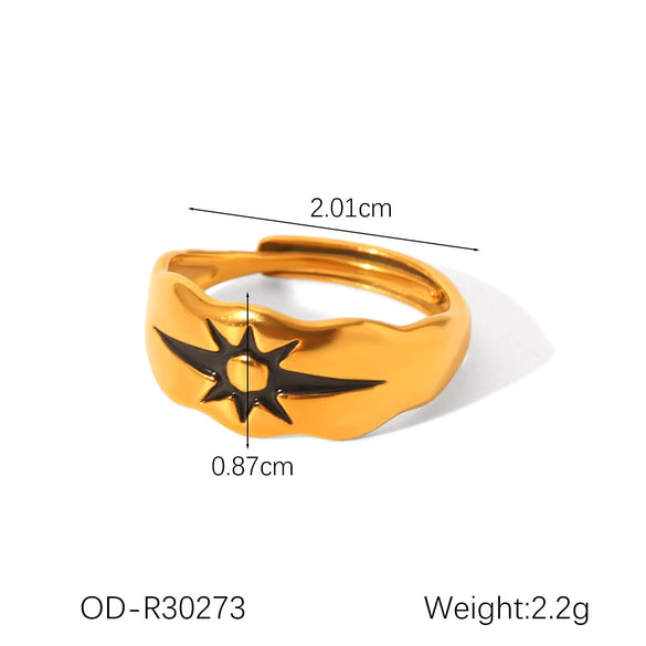 Wholesale Women's Note Ring Titanium Steel Retro Old Style With Vacuum Plating And Dripping Oil