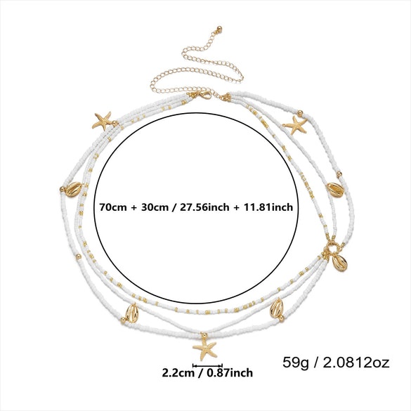 Wholesale Women's Ocean Element Waist Chain With Starfish Conch Shell Pendant Zinc Alloy Beaded Body Chain